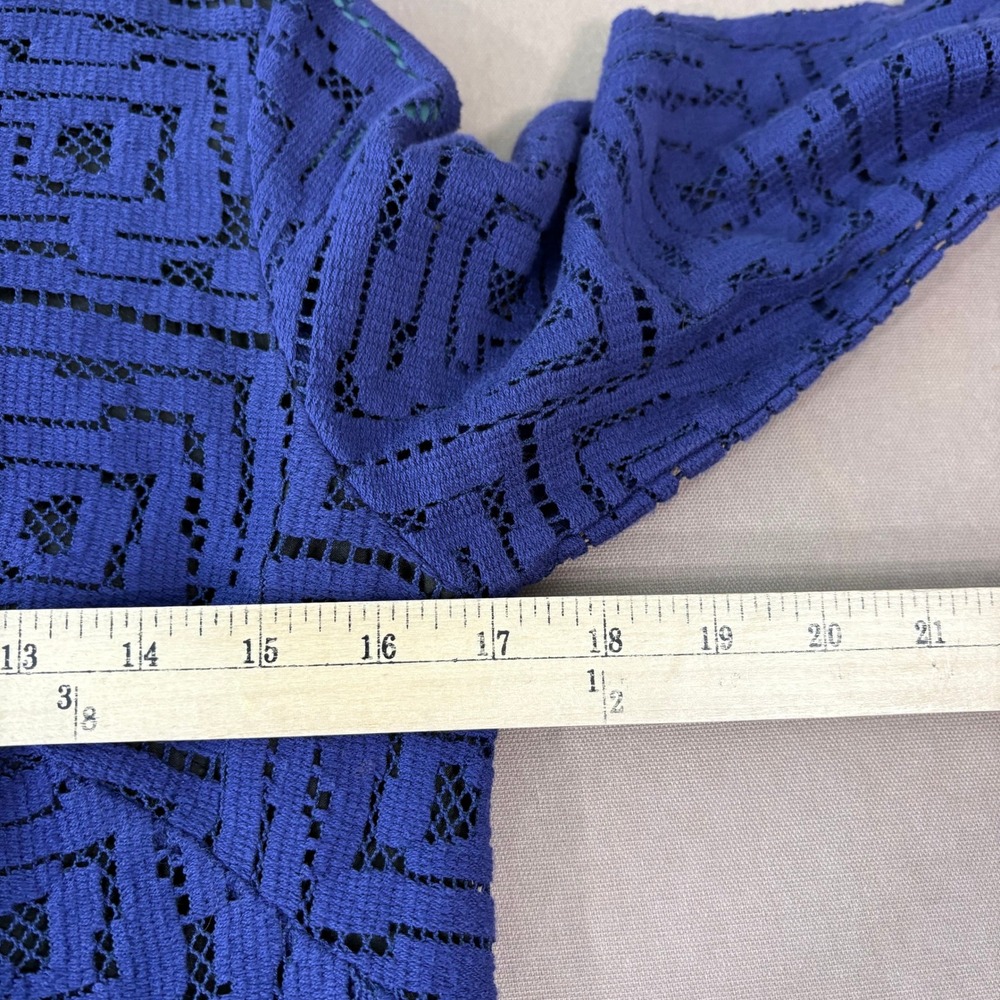 Shoshanna Dress Womens 2 Blue Geometric Lace Shift 3/4 Sleeve Career Office Mod‎ - Picture 8 of 8